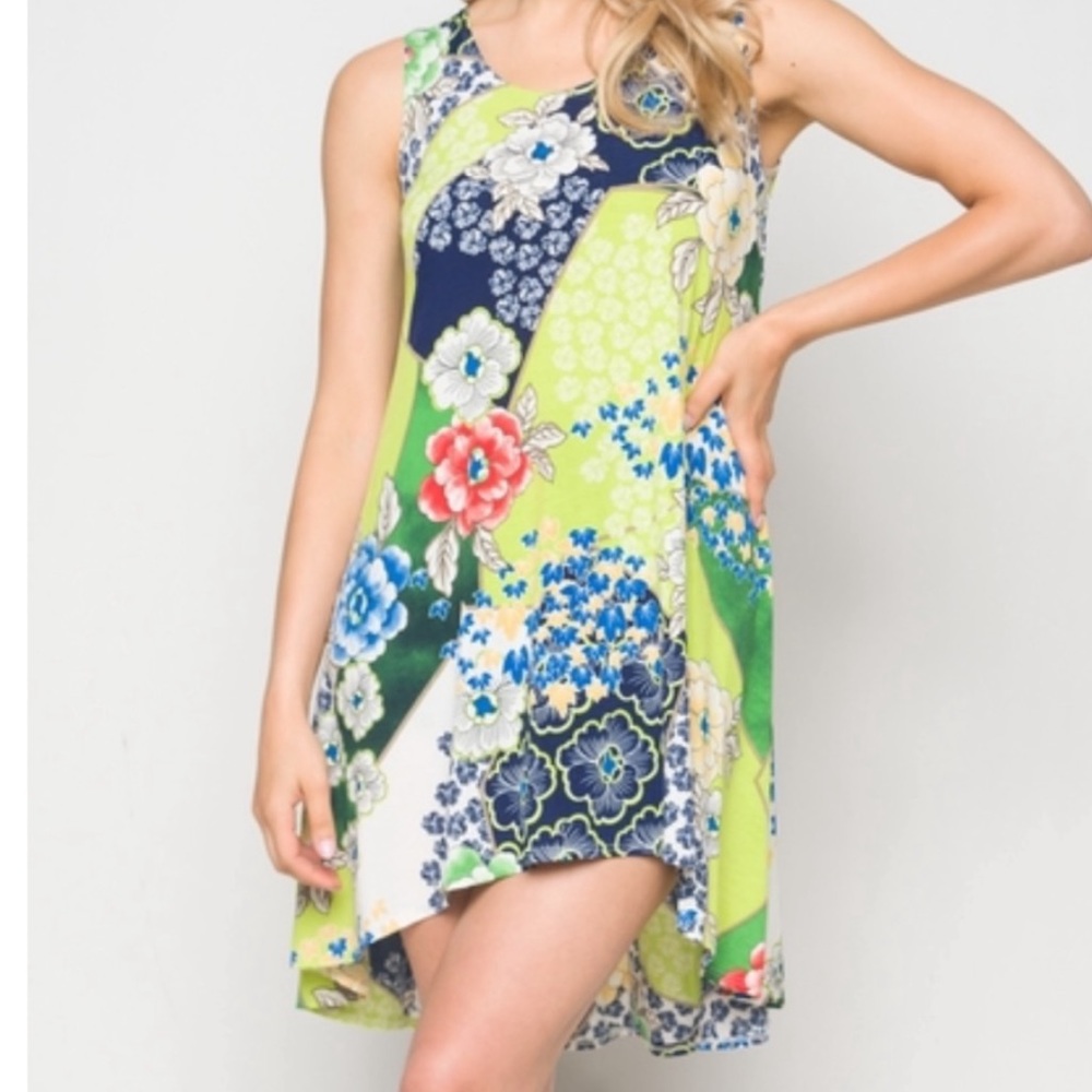NEW!  Lime Green Floral Tunic/Dress
